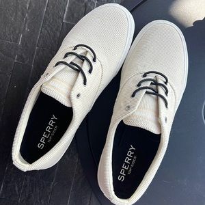 Sperry Top-Sider sneaker in Ivory Ribbed Textile - Brand New